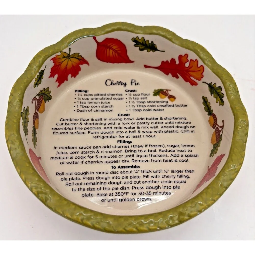 Temp-tations by Tara Fall Seasonal Ceramic Mini Pie Dishes 12 Recipes 4 pc set